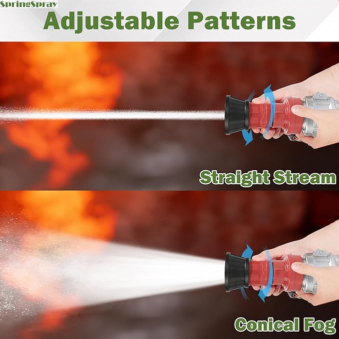 2" NPSH Heavy-Duty Industrial Fire Hose Nozzle with 2 x Aluminum 2 inch Camlock Fittings Couplings Fire Equipment Constant Flow Fog Nozzle