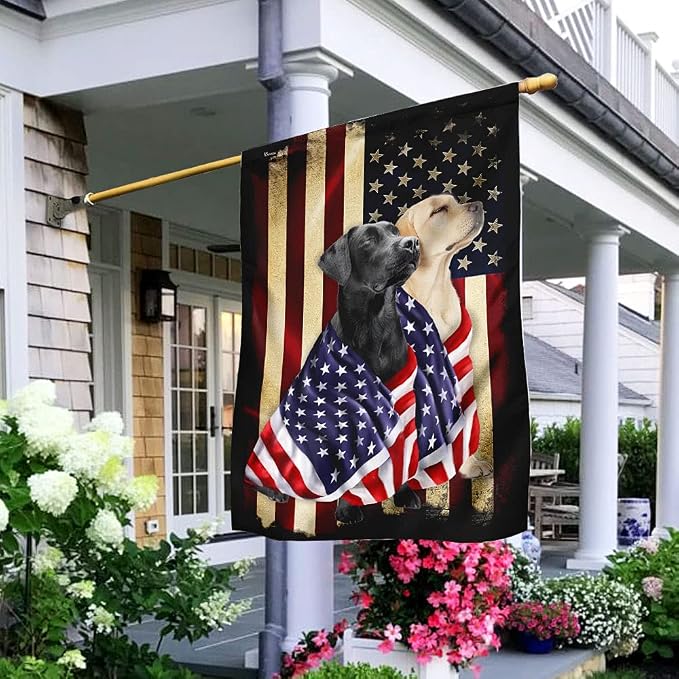 FLAGWIX Black and Yellow Labrador Retriever Flag - Outdoor Decorations, 29.5" x 39.5" House Flag for Porch, Patio, Wall Decor, Heavy-Duty Canvas Garden Home Decor Double Sided