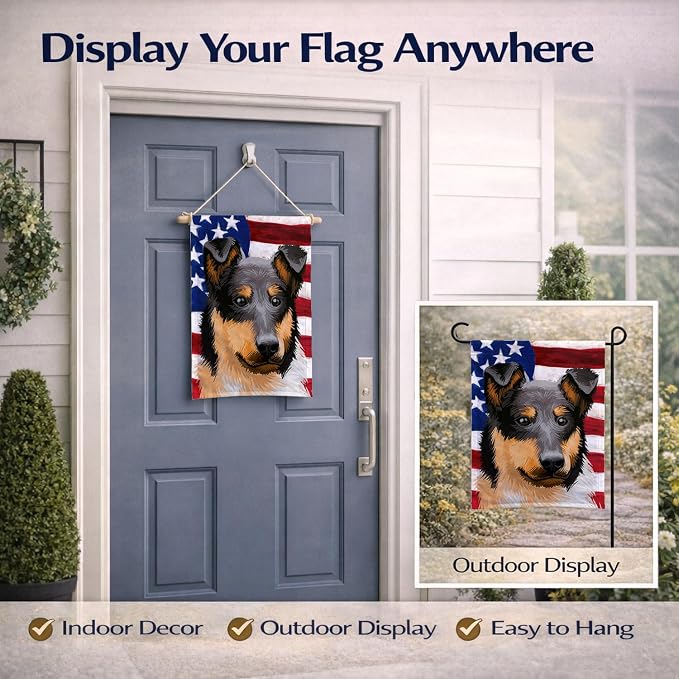 Caroline's Treasures CK6492GF Collie Rough Dog American Flag Garden Flag Mailbox Flag Decorative Yard Flag Banner Outside Patio Artwork Yard Flower Beds, Garden Size, Multicolor