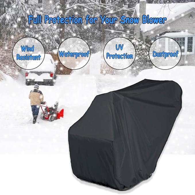 Snow Blower Cover - Waterproof Heavy Duty Windproof Outdoor Covers, Universal Fit for Toro, Honda, Ryobi, Ariens, Troy Bilt, Snow Joe (Black,600D)