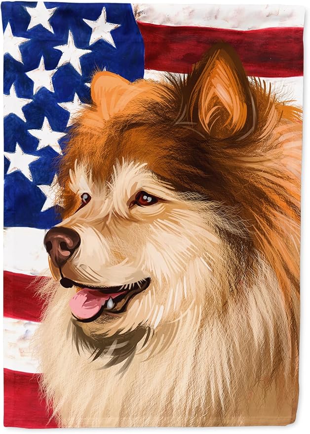 Caroline's Treasures CK6524CHF Finnish Lapphund Dog American Flag House Flag Large Porch Sleeve Pole Decorative Outside Yard Banner Artwork Wall Hanging, Polyester, House Size, Multicolor