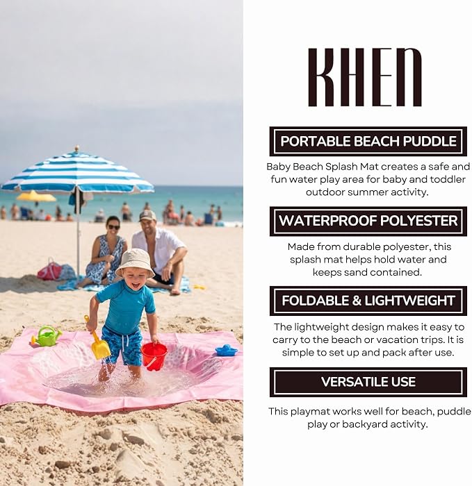 2-in-1 Kids Beach & Pool Play Mat, Portable Paddling or Picnic Blanket | Soft, Waterproof, Large 6.5 ft Surface, Folds to Carry Bag, Perfect for Beach Days, Parks, Picnics & Outdoor Backyard Play