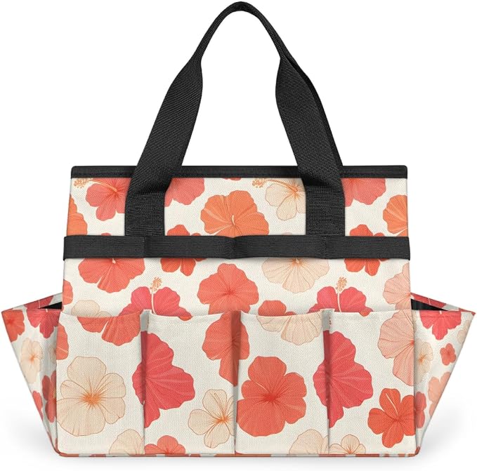 Garden Tote Bag with Pockets Flower Gardening Bags for Tools Organizer Heavy Duty Storage Bag with Handle for Lawn Yard Casual