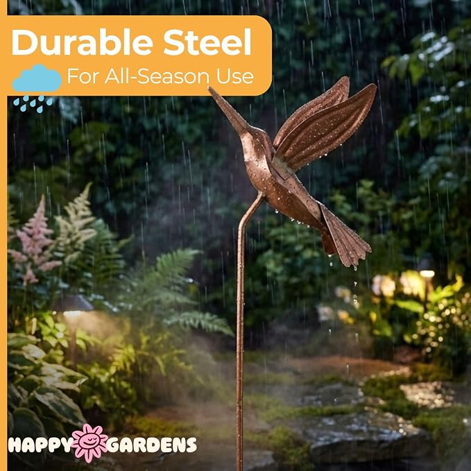 Flamed Copper Hummingbird Garden Ornament