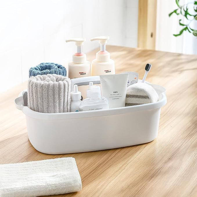 Goderewild 2-Pack Multi-Purpose Plastic Cleaning Caddy with Handle, Shower Caddy Organizer - Storage Basket/Totes Portable for Bathroom Supplies, Cleaning Products, Under Sink Tool. (Gray)