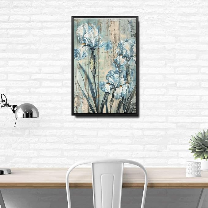 Metal Sign Tin Sign Vintage Rustic Celebration Irises Tin Sign for Easy Installation Weather Resistant Design and Vintage AES Boho Decorations for Home for Pub 8×12 Inches with Metal Frame
