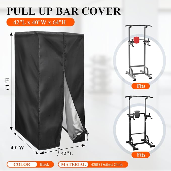 Pull Up Station Cover, Dustproof-Cover for Pull Up Station/Dip Bar Station for Outdoor, Pull Up Rack Machine Protect Home Gym Strength Training Dip Stands Cover