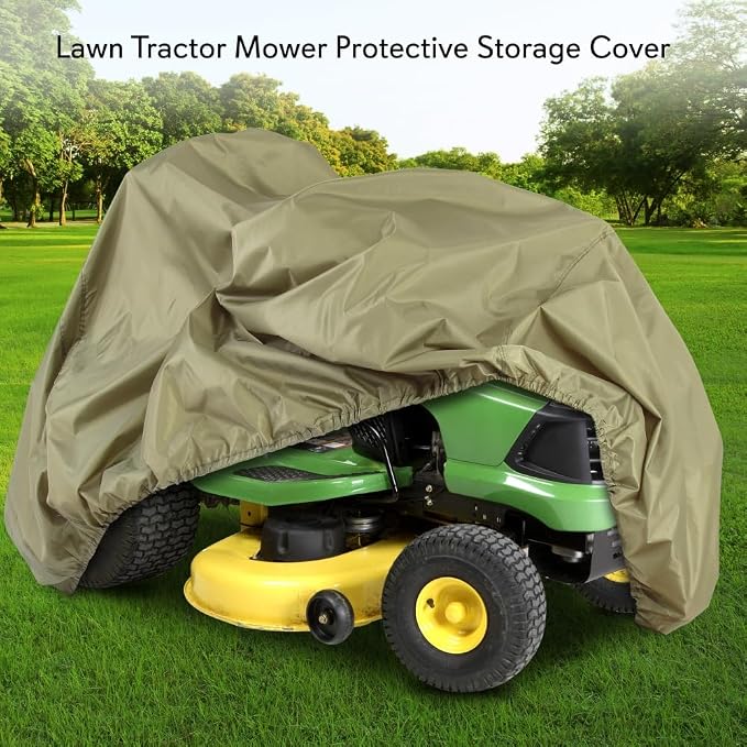 Pyle Riding Lawn Mower Cover, Waterproof Tractor Cover Universal Size, Durable, All Water Protection Covers for Your Rider Garden Tractor, Elastic Hem for Snug Fit, 72" x 44" x 46" Size (Green)