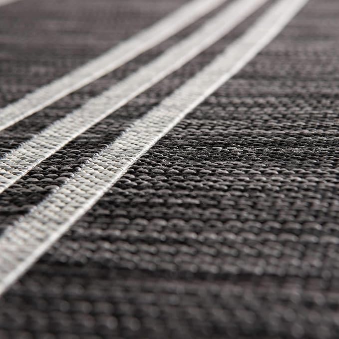 Unique Loom Jill Zarin Outdoor Collection Area Rug - Anguilla (5' 3'' x 8' Oval, Charcoal/ Ivory)