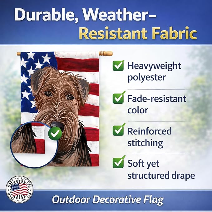Caroline's Treasures CK6754CHF Welsh Terrier American Flag House Flag Large Porch Sleeve Pole Decorative Outside Yard Banner Artwork Wall Hanging, Polyester, House Size, Multicolor