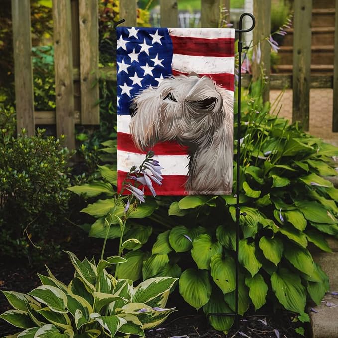 Caroline's Treasures CK6602GF Lakeland Terrier American Flag Garden Flag Mailbox Flag Decorative Yard Flag Banner Outside Patio Artwork Yard Flower Beds, Garden Size, Multicolor