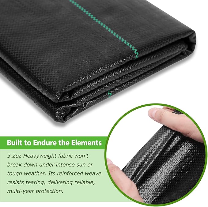 3x100FT Weed Barrier Landscape Fabric, 3.2oz Heavy Duty Garden Cloth, Ground Cover for Gardening, Come with 20 U-Shaped Securing Pegs