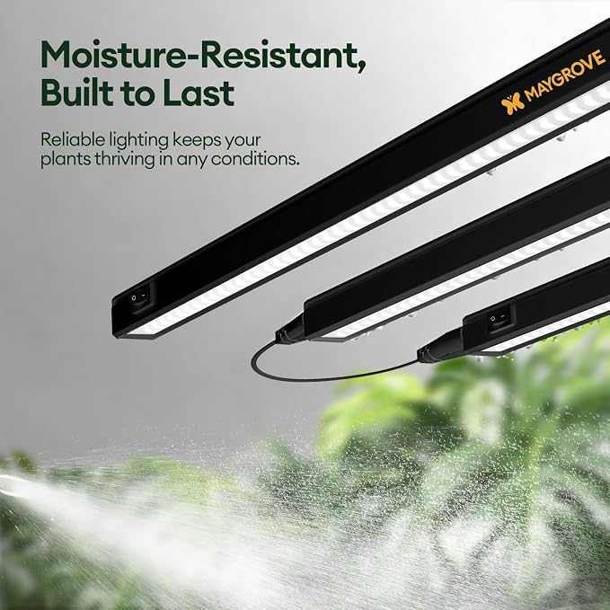 Maygrove Grow Lights for Indoor Plants, Sunlike Full Spectrum 5000K 1FT LED Growing Lamp 28W (4 x 7W), T5 Grow Light Strip for Seed Starting, Vegetables, Linkable, Black, 4-Pack