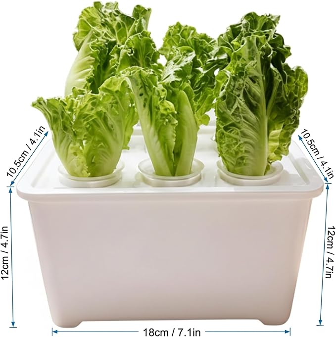 Hydroponics Growing System Kit, 6 Pods Indoor Herb Garden with Pump, Germination System for Vegetables, Lettuce, Basil Growing Plant Propagation (White)