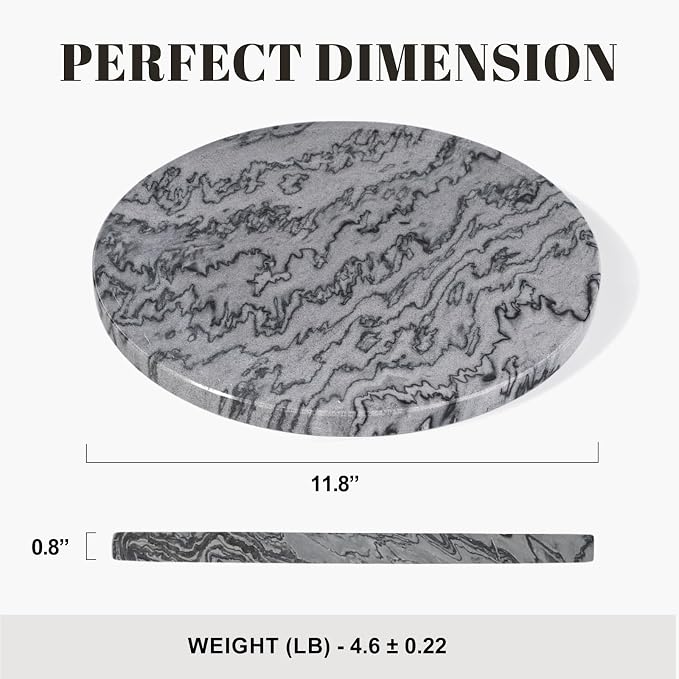 Karibiber Natural Marble Tray, 11.8in Serving Tray for Fruit, Round Decorative Vanity Dish for Jewelry&Key, Quality Storage Plate for Kitchen Coffee Table and Bathroom Desktop, Monte Grigio
