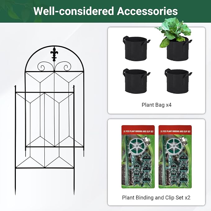 Metal Trellis Outdoor 70.8" x 19.5" - 4 Pack, Trellis for Climbing Plants Outdoor, Rustproof Metal Garden Trellis for Vine Cucumbers, Vegetables, Flower Support