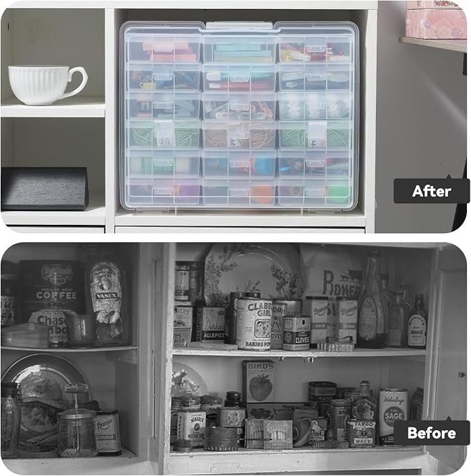 novelinks Stackable Plastic Clear Storage Box Containers with Latching Lid - Art Craft Supply Organizer Storage Containers for Pencil Box,Crayon, Jewelry (18 Pack Clear Small)