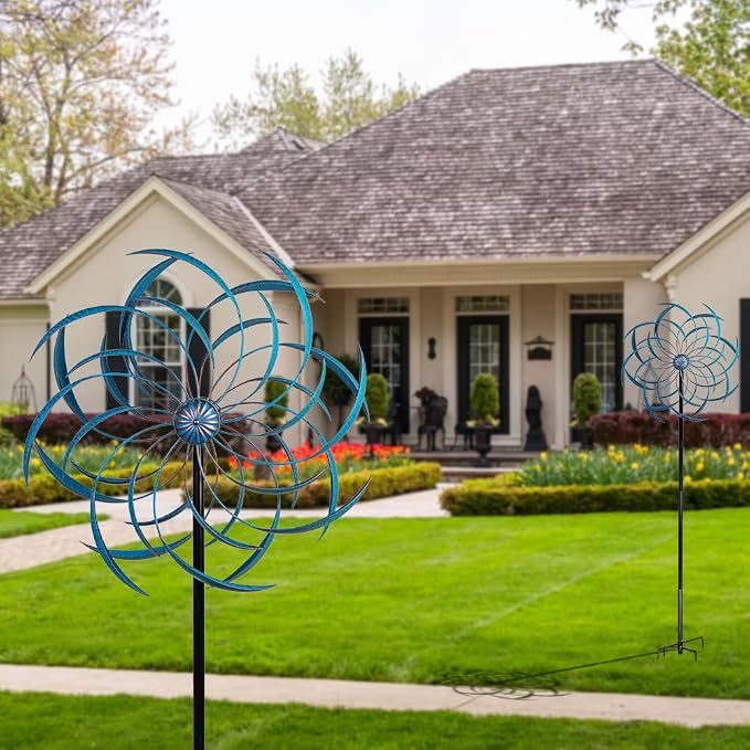 Stargarden Wind Spinners Outdoor -Metal Large Kinetic Wind Spinners | Wind Sculptures & Spinners with Stable Metal Stake for Yard Lawn Garden (23 x 80 inches)