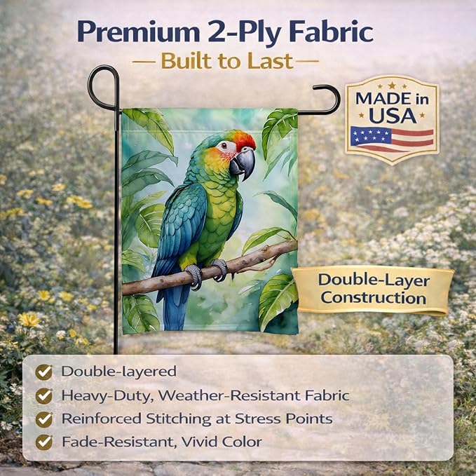 Caroline's Treasures Amazon Parrot Garden Flag Mailbox Flag Decorative Yard Flag Banner Outside Patio Artwork Yard Flower Beds, Garden Size, Multicolor