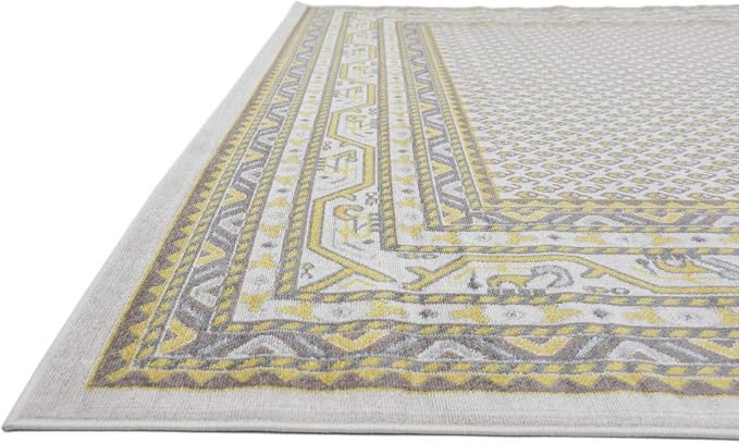 Unique Loom Williamsburg Collection Traditional Border with Dotted Center Area Rug, Rectangular 9' 0" x 12' 0", Beige/Yellow