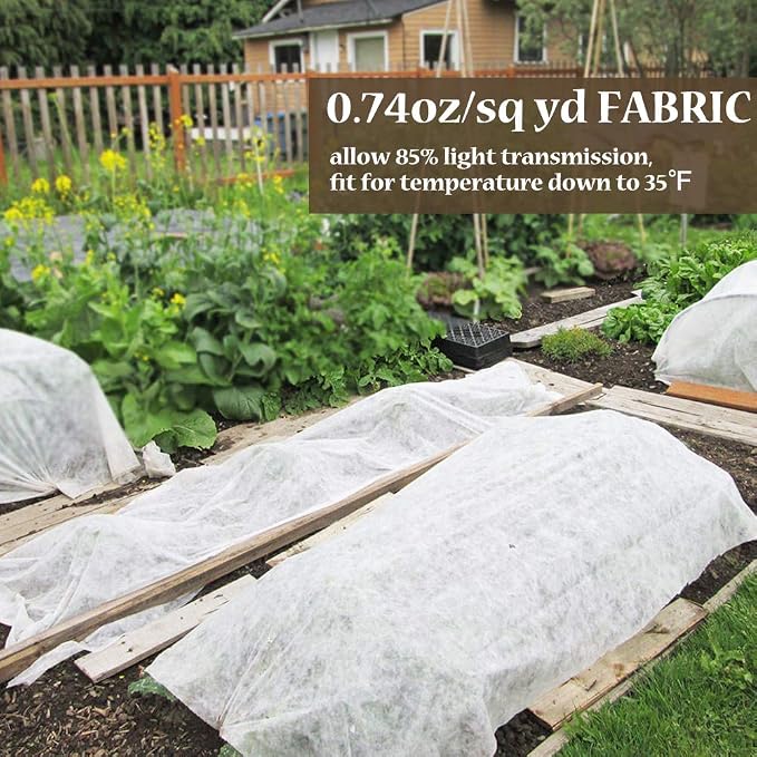Plant Covers Freeze Protection 10 ft x 10 ft Floating Row Cover 0.9oz/yd² Garden Fabric Plant Cover for Winter Frost/Sun Pest Protection (10FT X 10FT)