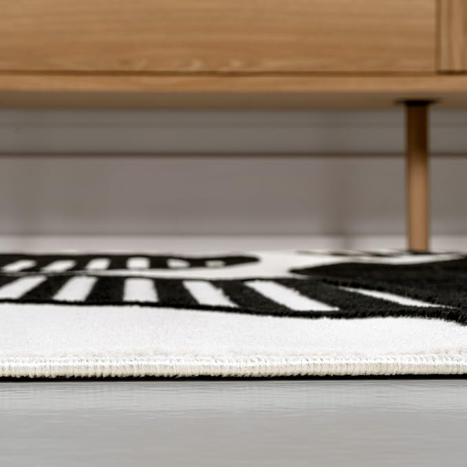 JONATHAN Y Nordby High-Low Arch Striped Black/White Runner Rug, 2x8, Indoor, Non-Shedding, Stain Resistant for Bedroom, Living Room, Kitchen (SCN104G-28)