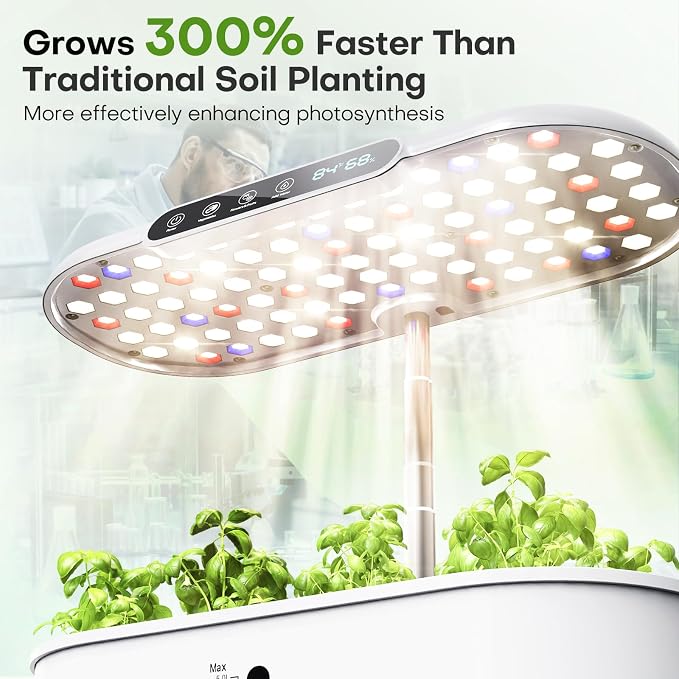 Ahopegarden Hydroponics Growing System: 12 Pods with Smart Env.Detection | Indoor Herb Garden with Full Spectrum LED Grow Light for Growing Vegetables, Herbs and Lettuce - Healthy-Living Enthusiasts