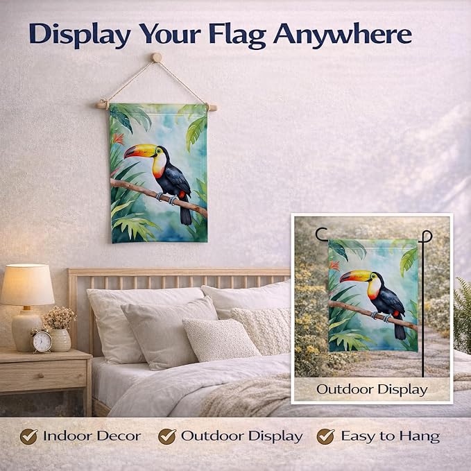 Caroline's Treasures Toucan Garden Flag Mailbox Flag Decorative Yard Flag Banner Outside Patio Artwork Yard Flower Beds, Garden Size, Multicolor