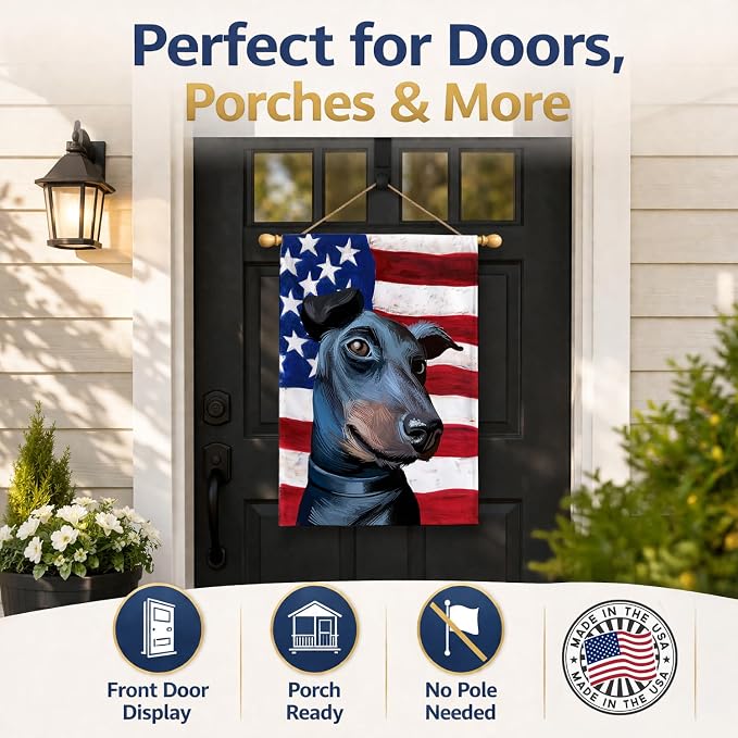 Caroline's Treasures CK6613CHF Manchester Terrier American Flag House Flag Large Porch Sleeve Pole Decorative Outside Yard Banner Artwork Wall Hanging, Polyester, House Size, Multicolor