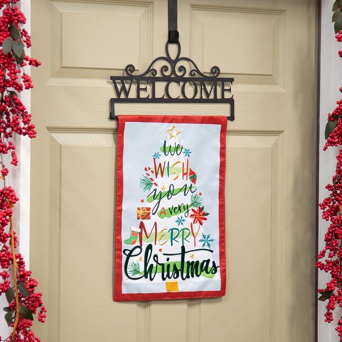 Evergreen Flag We Wish You a Merry Christmas Applique Garden Flag | 12x18 Inches Double Sided Christmas Garden Flag for Outside | Weather and Fade Resistant | Outdoor Flag Décor for Home, Yards and