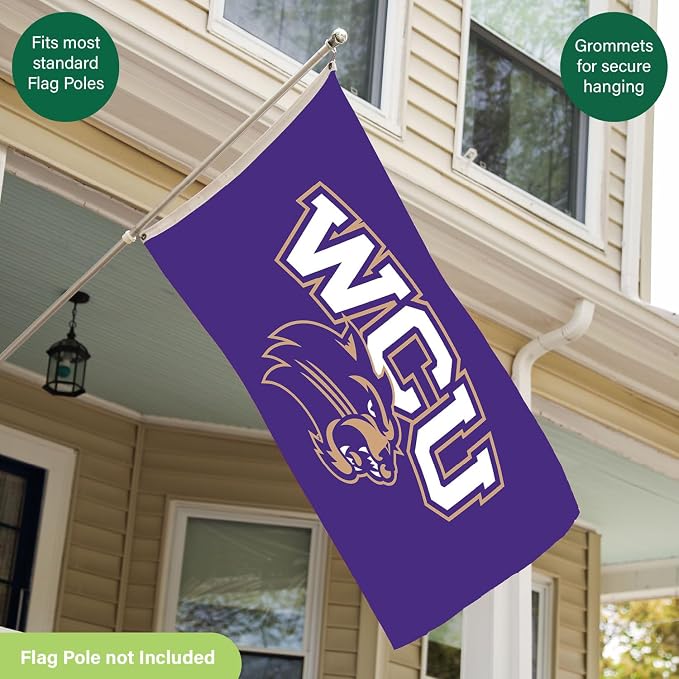NCAA Western Carolina University Flag with Grommets, 3'x5' WCU Catamounts Outdoor College Flags & Banners for Garden Patio Indoor Wall Décor