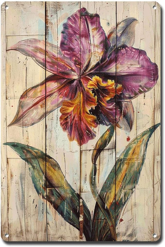 Metal Sign Tin Sign Vintage Wall Art Antique Exotica Orchid Tin Sign for Shabby Chic Interiors Rustic Elegance and Corrosion Resistant Metal Garden Signs for Home Decor 12×16 Inches