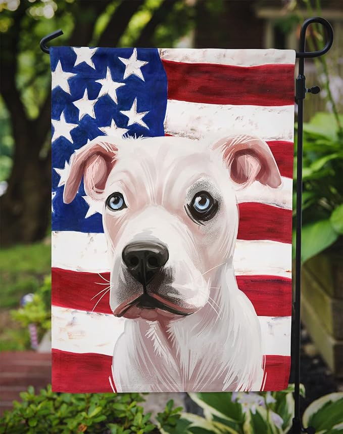 Caroline's Treasures CK6555GF Guatemalan Dogo Dog American Flag Garden Flag Mailbox Flag Decorative Yard Flag Banner Outside Patio Artwork Yard Flower Beds, Garden Size, Multicolor