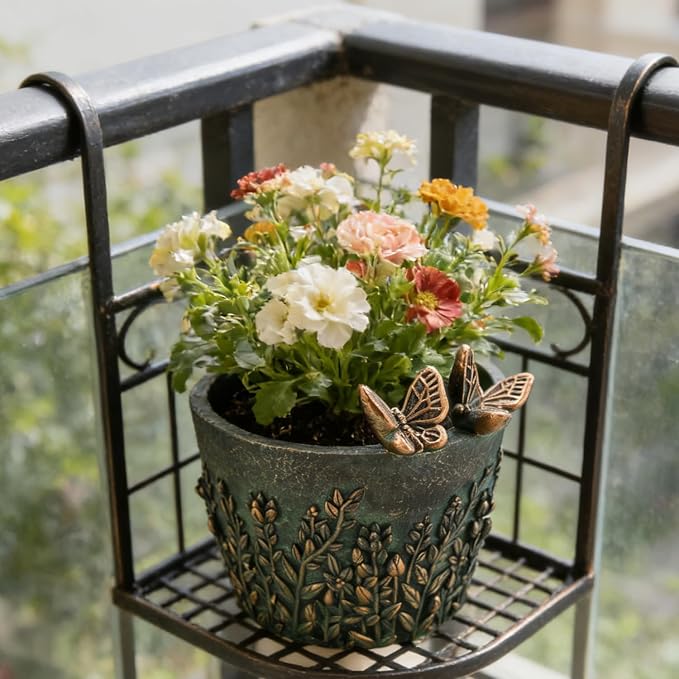 Butterfly Decorative Planter for Indoor Outdoor Resin Plant Pots Small Garden Flower Pot for Succulent Cactus Balcony Porch Patio Railing Office Gardening Lovers Women Home Decor