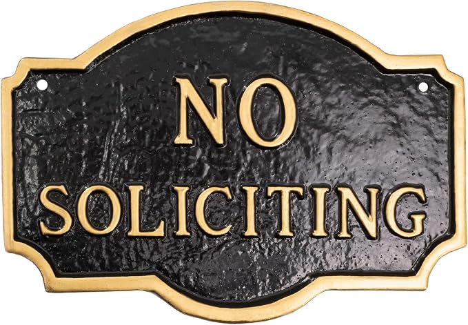 10" x 15" Standard Montague No Soliciting Statement Plaque Sign - Black/Gold