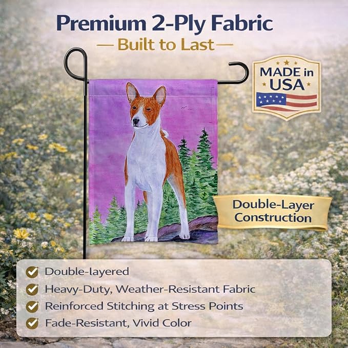 Caroline's Treasures SS8611GF Basenji Garden Flag Mailbox Flag Decorative Yard Flag Banner Outside Patio Artwork Yard Flower Beds, Garden Size, Multicolor