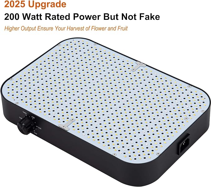 FECiDA 2026 Upgrade Professional 200W LED Grow Light, 200 Watts Actual Power, 2x2 Grow Gent Light for All Growth Stages, Higher Output, Dimming Function Makes Greater Harvest and Saving Money
