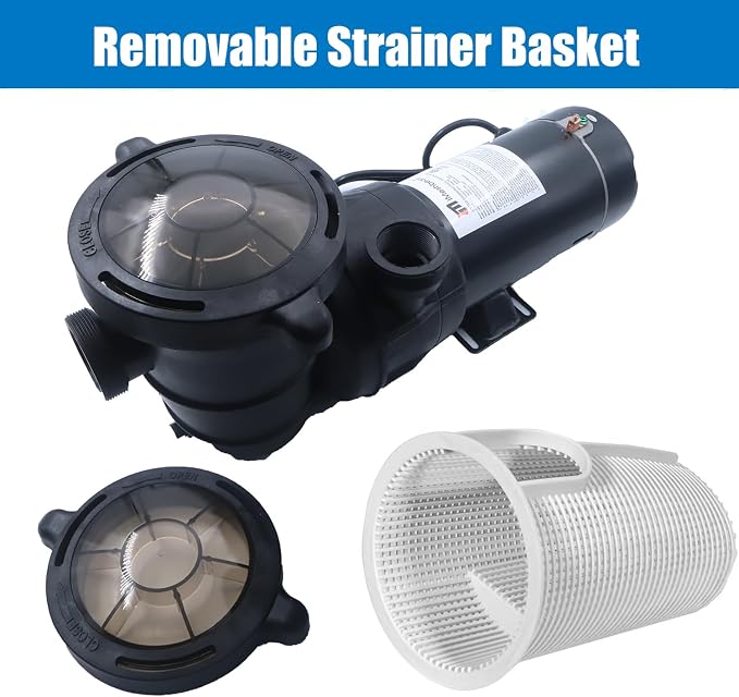 iMeshbean 2HP Modern Industrial Black Pool Pump, 110V-120V, 5400GPH, Self-Priming, Above & In-Ground Pools, Seawater Pools