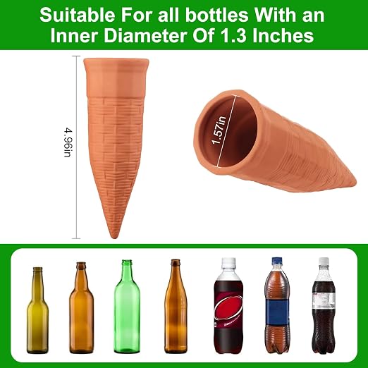 Terracotta Watering Spikes 12 Pack Plant Watering Devices Wine Bottle Automatic Plant Waterer for Vacations, Self Watering Stakes for Indoor Outdoor Plants