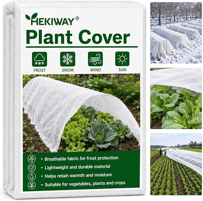 Frost Cloth Plant Freeze Protection, 10 FT x 50 FT 1.5 oz/yd² Garden Fabric Blanket, Plant Covers for Outdoor Plants, Floating Row Cover for Raised Beds and Vegetables