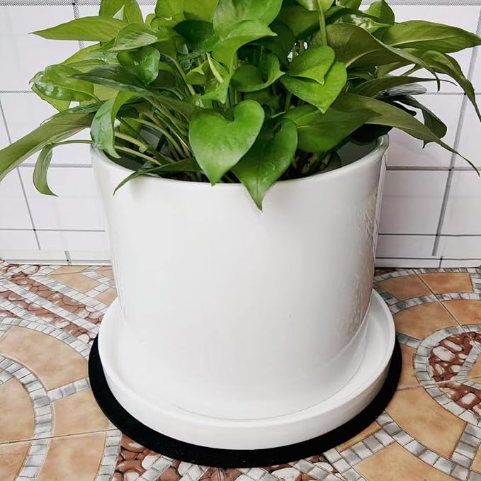 Yukfona Ceramic Plant Saucer Tray 1 Pcs 12 Inch White, 12.5" OD x11.9 ID x1.6 Deep| Fits Flower pots Bottom≤ 11.9", Heavy Duty Glazed Round Planter Drip with Catch Basin for Indoor Outdoor Plants