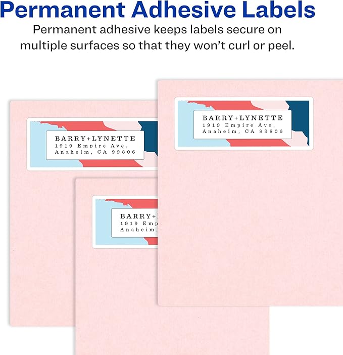 Avery Easy Peel Printable Address Labels with Sure Feed, 1-1/3" x 4", White, 350 Blank Mailing Labels (05262)