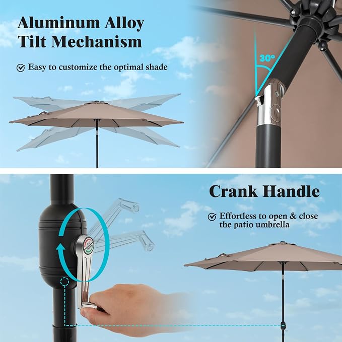 Giantex 10ft Outdoor Patio Umbrella, Market Table umbrella w/Tilt Adjustment and Crank, 180G Polyester, Garden Canopy for Deck Backyard Pool Indoor Outdoor