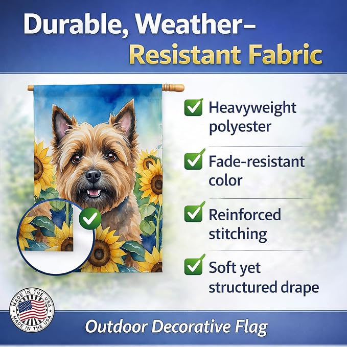 Caroline's Treasures DAC6044CHF Cairn Terrier in Sunflowers House Flag Large Porch Sleeve Pole Decorative Outside Yard Banner Artwork Wall Hanging, Polyester, House Size, Multicolor