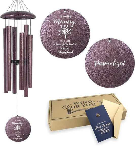 ASTARIN 36" Large Deep Tone Personalized Sympathy Wind Chimes, Memorial Wind Chime for Loss of Mother Father Loved One, Tree of Life Bereavement Gifts Decor Outdoor Patio Garden(Produced in Texas)