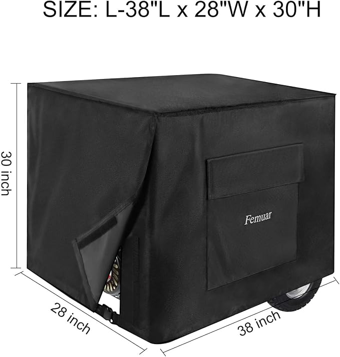 Outdoor Generator Covers Waterproof Heavy Duty 600D Oxford Portable Generator Cover Universal for 5500-15000 Watt Portable Generators ,38x28x30 in