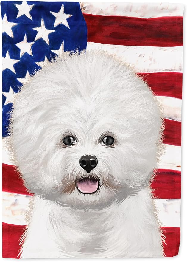 Caroline's Treasures CK6434GF Bichon Frise American Flag Garden Flag Mailbox Flag Decorative Yard Flag Banner Outside Patio Artwork Yard Flower Beds, Garden Size, Multicolor