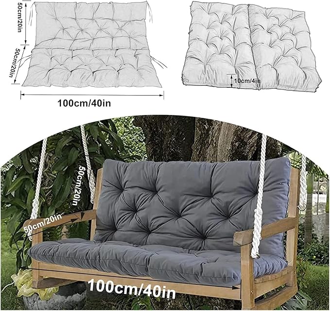Swing Cushion Replacement Outdoor Porch Waterproof Bench Cushion 2-3 Seater Washable Bench Replacement Cushions for Outdoor Patio Porch Swing Cushions