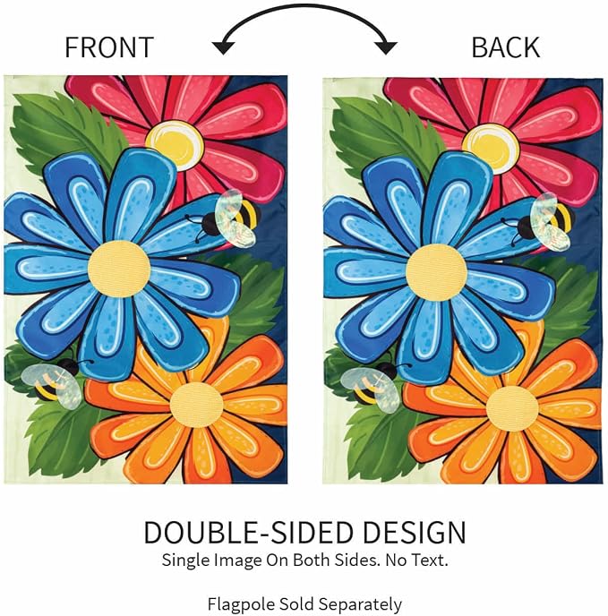 Evergreen Flag Floral Spring Garden Flags 12x18 double sided, Small Garden Flags For Outside, Welcome Spring Flag Décor for Yards and Gardens
