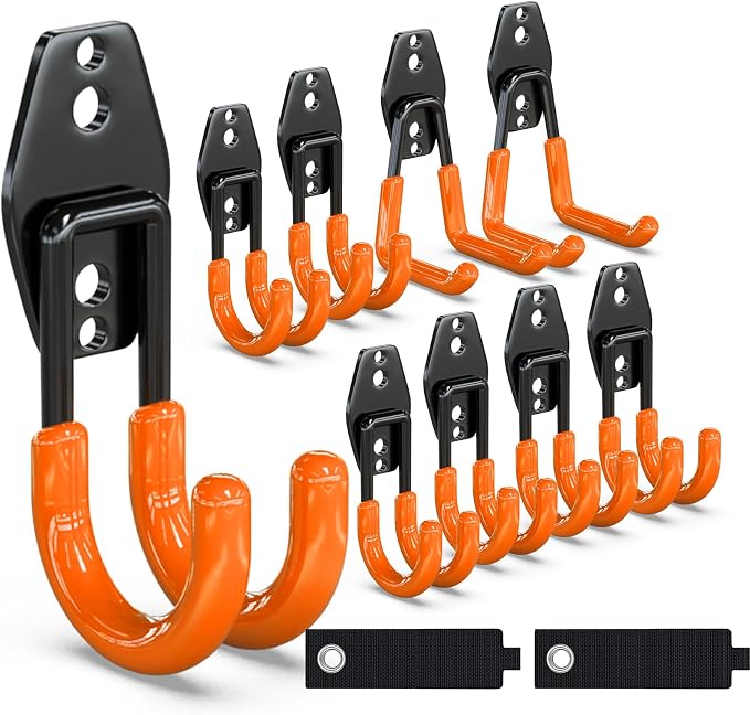 3-H Garden Hose Holder Wall Mount 2 Pack Solid Steel 2.8 Inch,6 Pack 2.5 Inch Compact Hose Hanger Heavy Duty Water Hose Holders for Outside,Orange